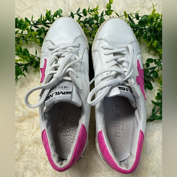 MLN Leather Sneakers Pink Star Sneakers Size 9 - Picture 4 of 9